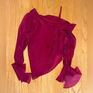 Aje Edith Asymmetric Linen-Blend Top